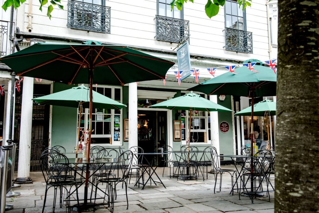 Outside seating at a restaurant in The Pantiles Tunbridge Wells