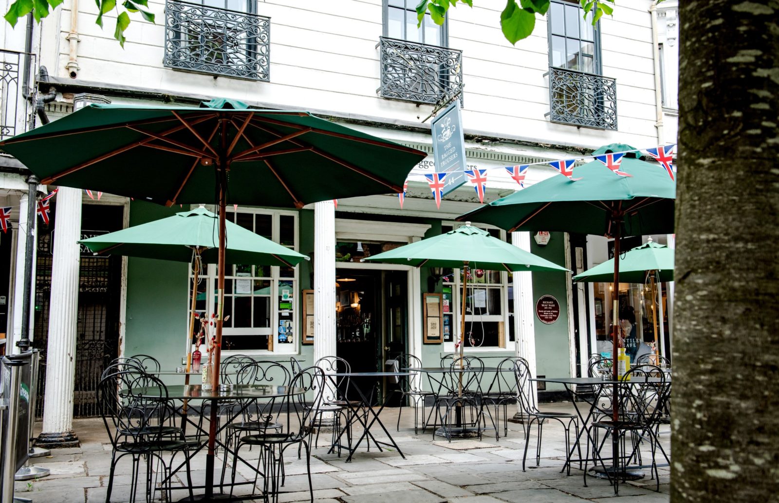 Outside seating at a restaurant in The Pantiles Tunbridge Wells