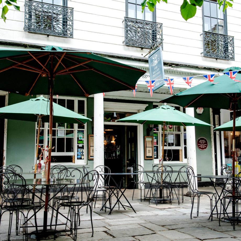 Outside seating at a restaurant in The Pantiles Tunbridge Wells