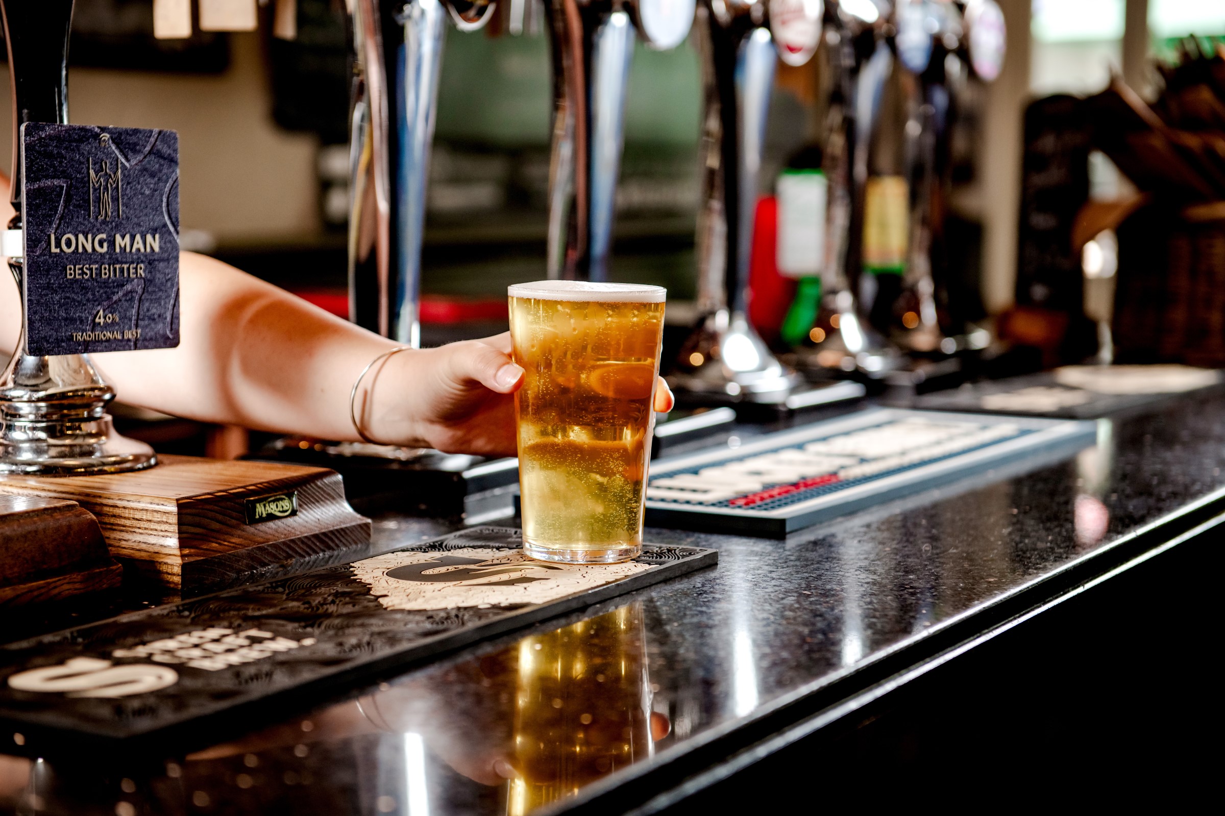 A pint of beer served at the Ragged Trousers Bar