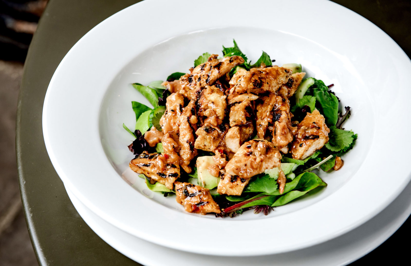 Marinated chicken served on a fresh bed of salad for lunch at the Ragged Trousers pub in Tunbridge Wells